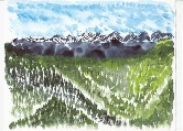 Trees and mountains #31 Watercolor