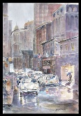 City Rain Watercolor