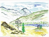 124 Mountain Lake Watercolor