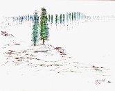 131 Trees and Mist Watercolor