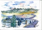 234 Into the Valley Watercolor