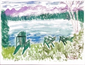 Mesart #297 Adirondack Lake Watercolor