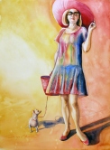 Lady with Dog Watercolor